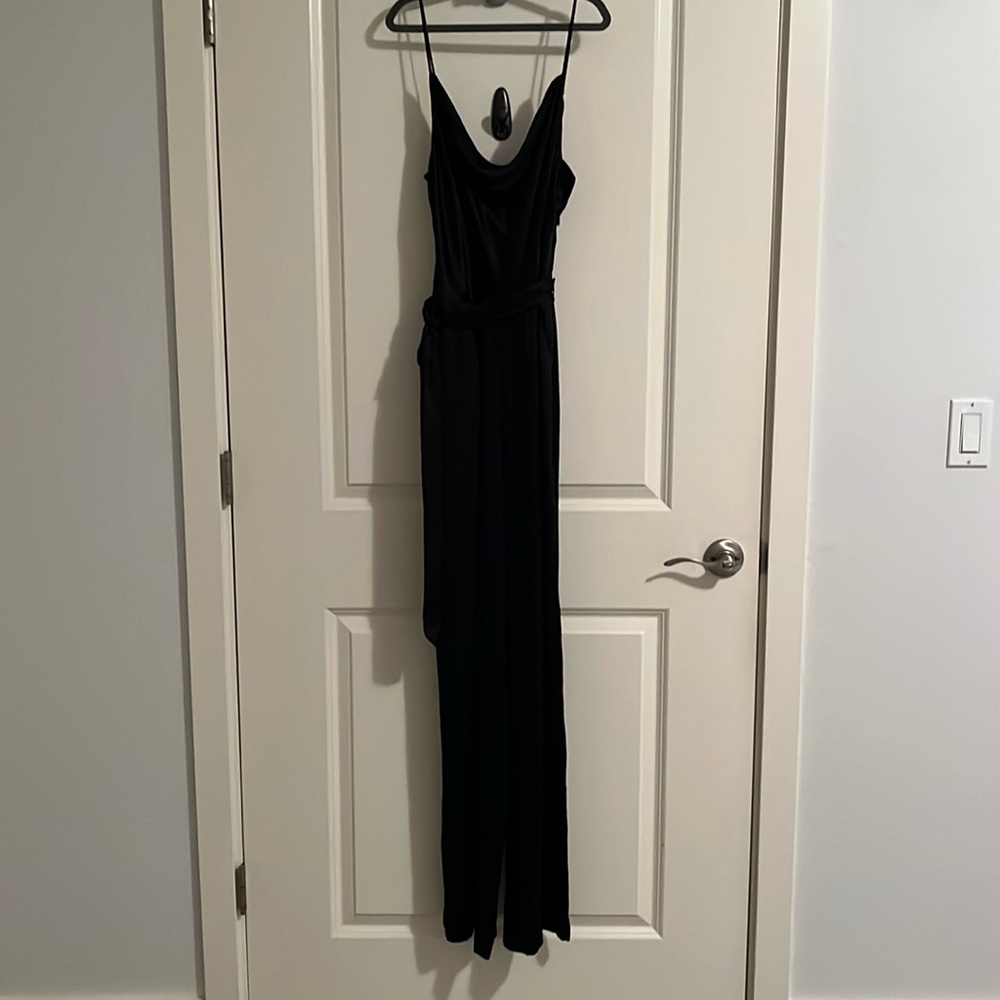 L'AGENCE Black Sleeveless Wide-Leg Jumpsuit